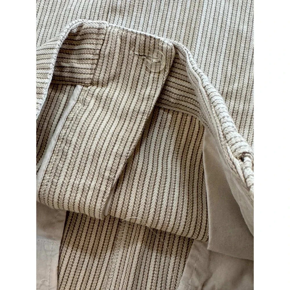 Christopher & Banks Womens Size 12 Tan Striped Cotton Knee Length Skirt